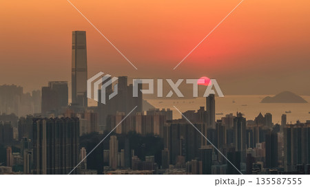 Jan 11 2026 Golden sunset over Kowloon West from Kowloon Peak 135587555