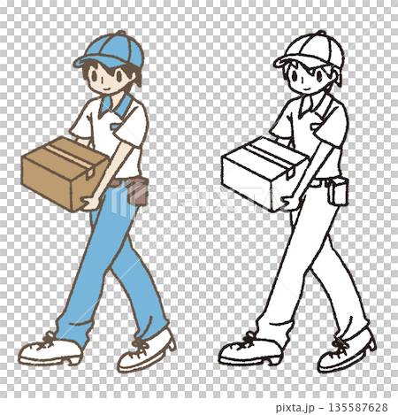 搬運行李的男送貨員 135587628