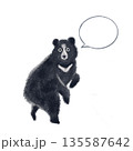 吹き出し付きツキノワグマのイラスト｜注意喚起・メッセージ用素材 135587642