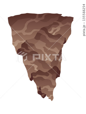 Stalactite. Icicle shaped hanging mineral formations in cave. Nature brown limestone, material stone icon. Natural growth geology formations 135588254
