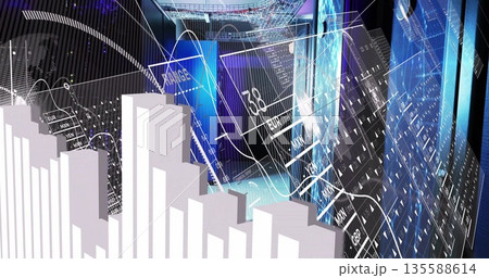 Displaying 3D bar chart showing currency exchange rates in virtual trading dashboard, copy space Displaying 3D bar chart showing currency exchange rates in virtual trading dashboard, copy space 135588614
