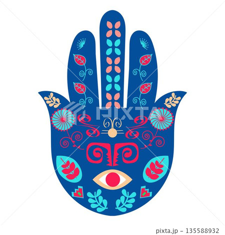 Hamsa nand talisman. Hand of Fatima in vector. 135588932