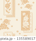 ビンテージスタイル 牡丹の花のシームレスパターン 135589017