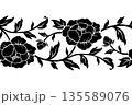 牡丹の花のシームレスな装飾フレーム　 135589076