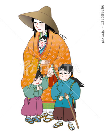 常盤御前と今若・乙若・牛若 135589266