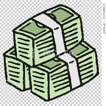 手繪堆疊鈔票插圖 手繪堆疊鈔票插圖 135589614