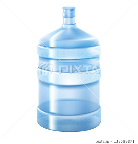 Big plastic bottle of water isolated on a white background, 3D vector realistic 135589871
