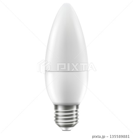 LED light emitting diode energy saving light bulb, economical lightbulb, isolated on white background, 3d vector realistic illustration LED light emitting diode energy saving light bulb, economical lightbulb, isolated on white background, 3d vector realistic illustration 135589881