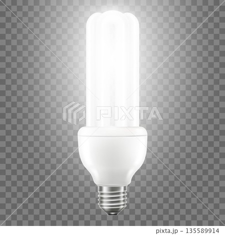 Glowing LED bulb isolated on transparent background. 3d vector realistic illustration 135589914