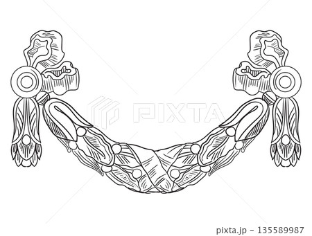Engraved ornate baroque symmetrical wreath vector illustration 135589987