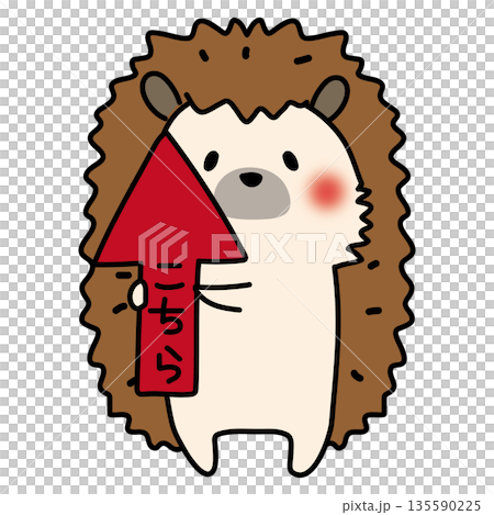 上を指す矢印を持つハリネズミ 135590225