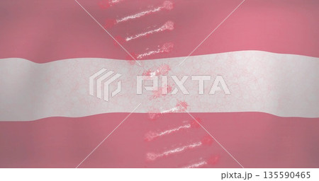 Illustrating vertical chain of red virus particles passing through white membrane in virus diagram Illustrating vertical chain of red virus particles passing through white membrane in virus diagram 135590465