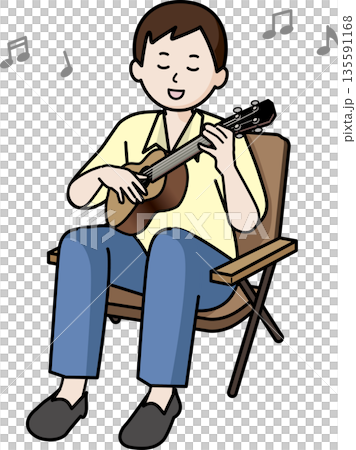 ウクレレを演奏する男性 135591168