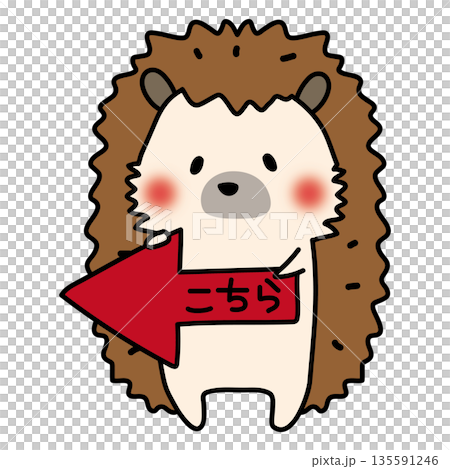 左を指す矢印を持つハリネズミ 135591246
