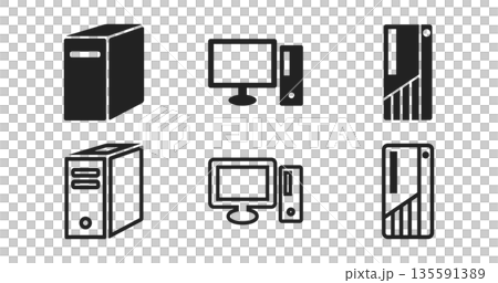 デスクトップパソコンのシンプルアイコンイラスト デスクトップパソコンのシンプルアイコンイラスト 135591389