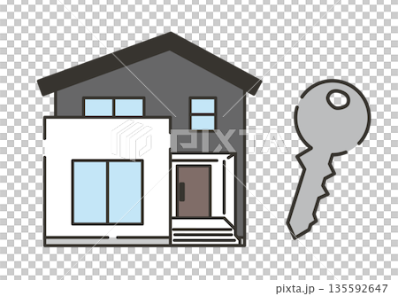 家と家の鍵のイラスト 家と家の鍵のイラスト 135592647