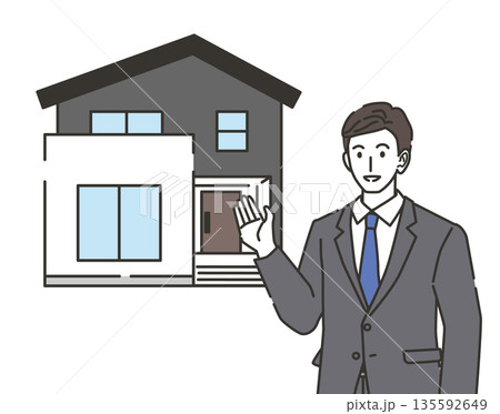 住宅説明をする営業スタッフ 135592649