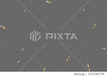 Gold confetti congratulations background. Golden ribbons and confetti party pattern on transparent background. Congratulations horizontal banner with copy space. Gift elegant vector illustration 135592779