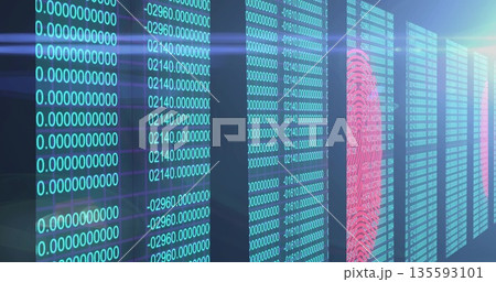 Displaying magenta fingerprint on translucent panels in UI, with teal digits and blue lens flares Displaying magenta fingerprint on translucent panels in UI, with teal digits and blue lens flares 135593101