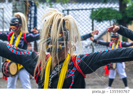 肥前佐賀の秋祭り－母ヶ浦面浮立 135593767