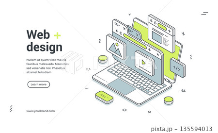 Web Design And Ui Ux Development For Website Isometric Banner Vector Illustration Web Design And Ui Ux Development For Website Isometric Banner Vector Illustration 135594013