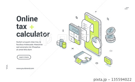 Online Tax Calculator Financial Service Isometric Banner Vector Illustration Online Tax Calculator Financial Service Isometric Banner Vector Illustration 135594022