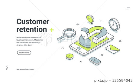 Customer Retention Strategy For Inbound Marketing Lead Generation Isometric Banner Vector Illustration Customer Retention Strategy For Inbound Marketing Lead Generation Isometric Banner Vector Illustration 135594043