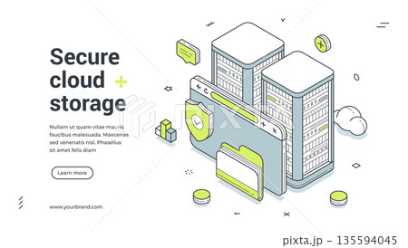 Secure Cloud Data Storage And Protection Technology Isometric Banner Vector Illustration Secure Cloud Data Storage And Protection Technology Isometric Banner Vector Illustration 135594045