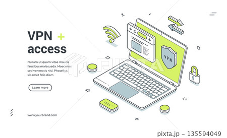 VPN Access Secure Network And Internet Privacy Isometric Banner Vector Illustration VPN Access Secure Network And Internet Privacy Isometric Banner Vector Illustration 135594049