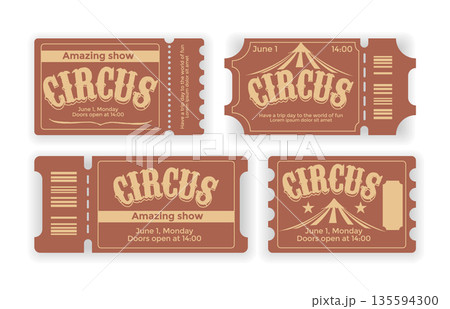 Circus show tickets set isolated on white Circus show tickets set isolated on white 135594300