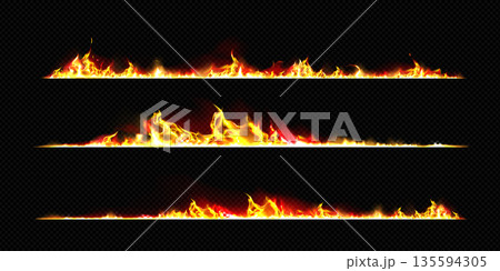 Burning edge set with fire and smoke 135594305
