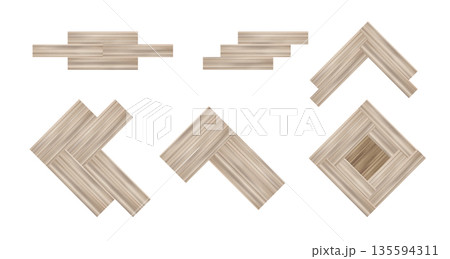 Parquet flooring planks set isolated on white 135594311
