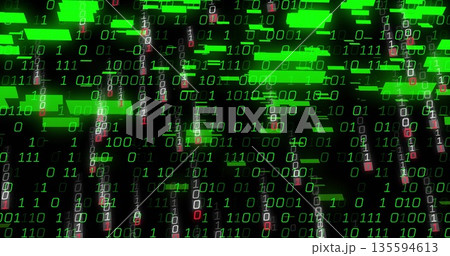 Cascading binary code forming matrix-like rain...のイラスト素材 [135594613 ...