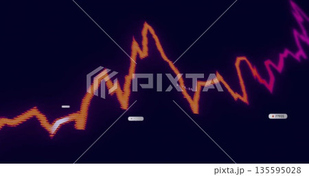 Displaying jagged line graph glowing on dark...のイラスト素材 [135595028] - PIXTA