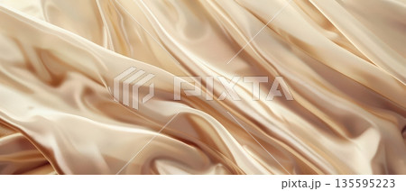 Soft champagne silk fabric folds background 135595223