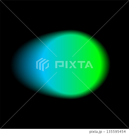 Gradient color round shape background. Abstract green blue blur circle with graduation. Neon colored rounded icon. Colorful geometric graphic vector illustration isolated on black 135595454