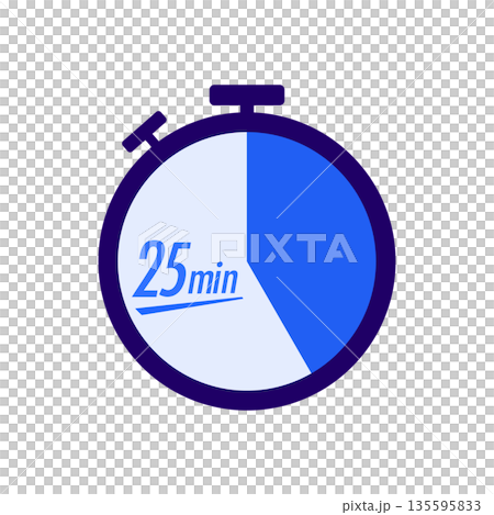 Timer icon for 25-minute time management and Pomodoro technique 135595833