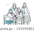 女子学生-受験生応援ー学校生活ー机ー人物シンプルベクターイラスト素材 135595861