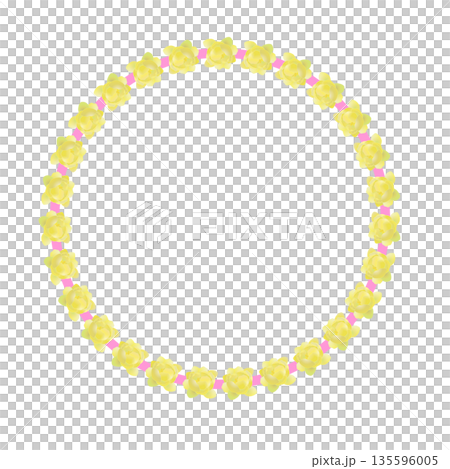 蠟梅の花の円形飾り枠イラスト 蠟梅の花の円形飾り枠イラスト 135596005