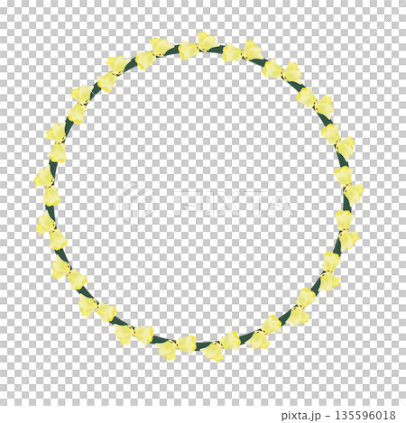 蠟梅の花の円形飾り枠イラスト 蠟梅の花の円形飾り枠イラスト 135596018