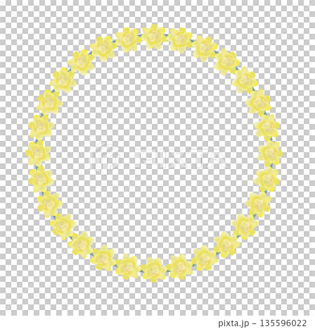 由蠟梅花組成的圓形裝飾框的插圖 135596022