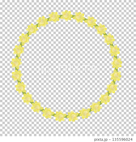 蠟梅の花の円形飾り枠イラスト 蠟梅の花の円形飾り枠イラスト 135596024