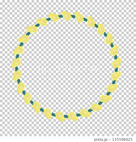 由蠟梅花組成的圓形裝飾框的插圖 135596025