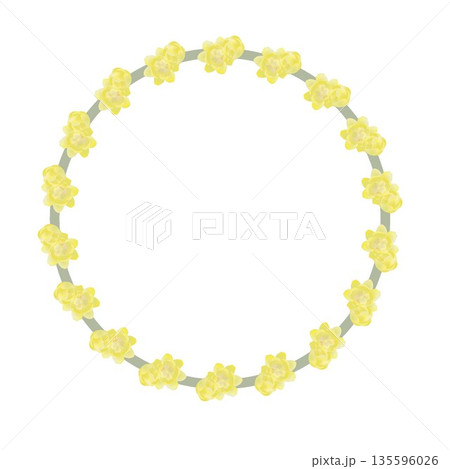 蠟梅の花の円形飾り枠イラスト 蠟梅の花の円形飾り枠イラスト 135596026