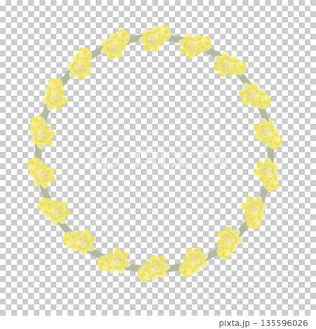 蠟梅の花の円形飾り枠イラスト 蠟梅の花の円形飾り枠イラスト 135596026
