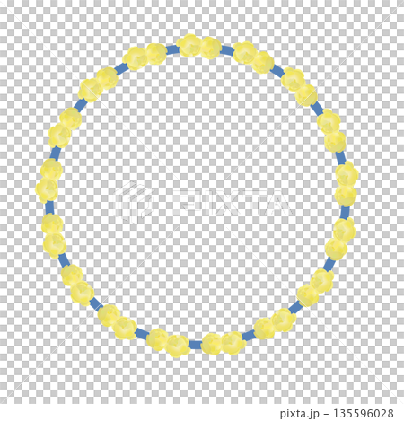 由蠟梅花組成的圓形裝飾框的插圖 135596028