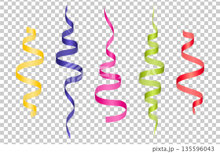 Multicolored festive streamers on a white background 135596043