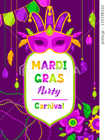 Mardi Gras party background. Carnival illustration for traditional holiday or festival. Mardi Gras party background. Carnival illustration for traditional holiday or festival. 135596102