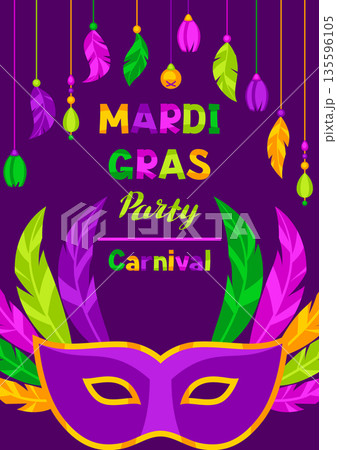 Mardi Gras party background. Carnival illustration for traditional holiday or festival. 135596105