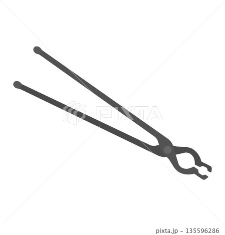 Blacksmith Tongs Flat Illustration. Clean Icon Design Element on Isolated White Background Blacksmith Tongs Flat Illustration. Clean Icon Design Element on Isolated White Background 135596286